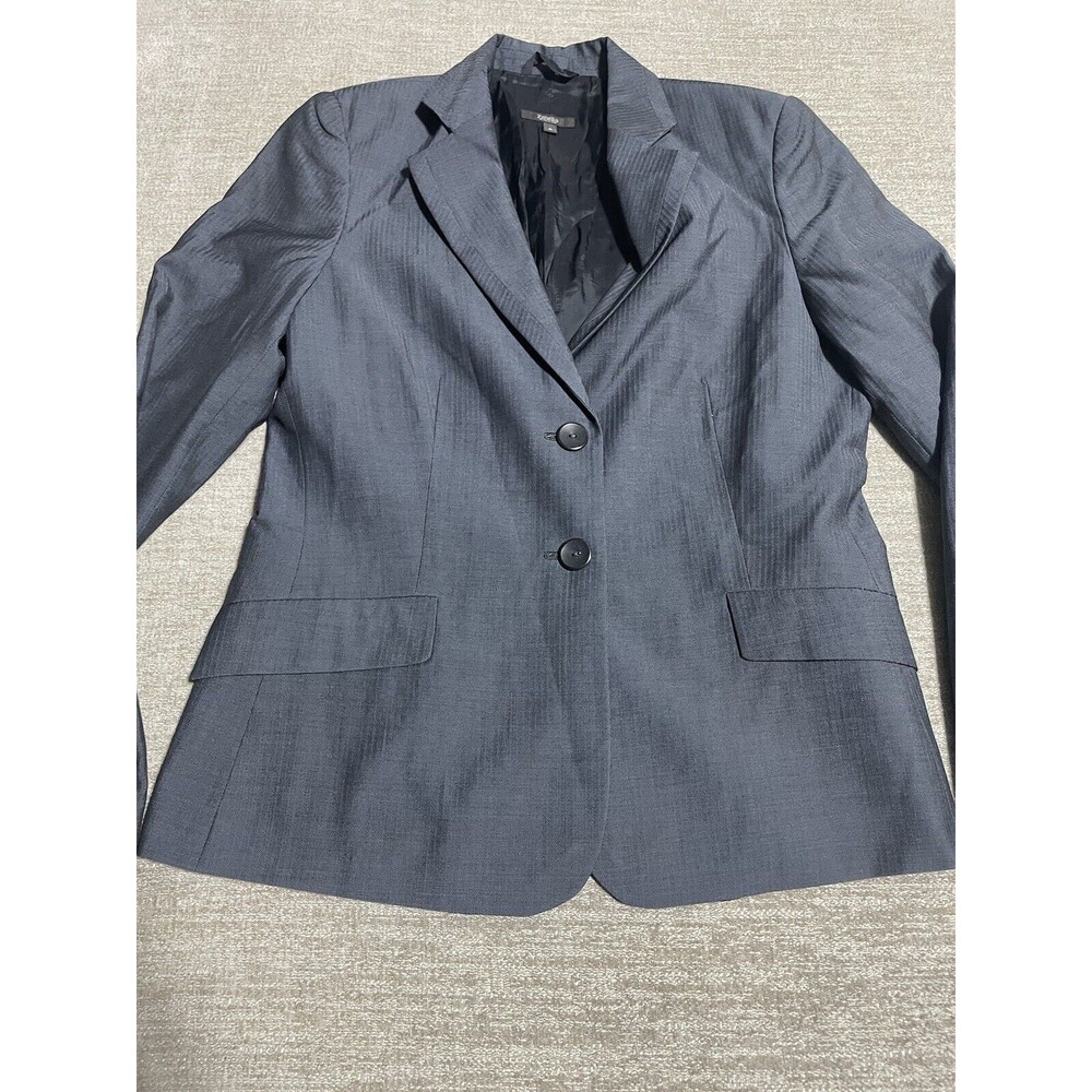 Zenella Blazer Women’s Size 6 Blue Stripes Two Buttons Made In Italy